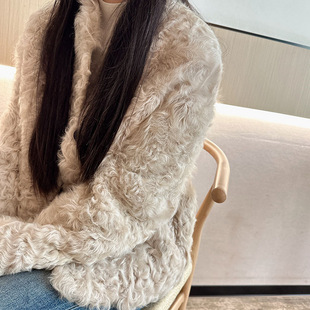 温柔高级感~气质立领轻奢两面穿小湖羊皮毛一体羊羔毛外套皮草