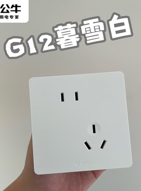 公牛开关插座墙壁面板家用斜五孔插座g12暮雪白磨砂哑光空调16a安