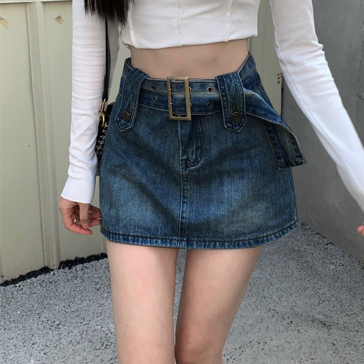 牛仔半身裙女2024夏季新款复古百搭时尚辣妹超短裙包臀裙裙裤裙子
