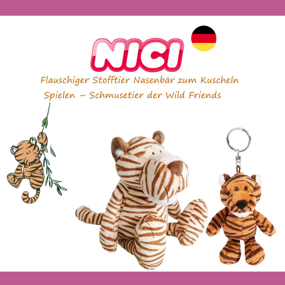德国NICI专柜正品野生朋友老虎毛绒玩具钥匙扣包挂件圣诞生日礼物,玩具/童车/益智/积木/模型,毛绒/玩偶/公仔/布艺类玩具,淘宝优惠券,粉丝福利购,淘宝优惠卷