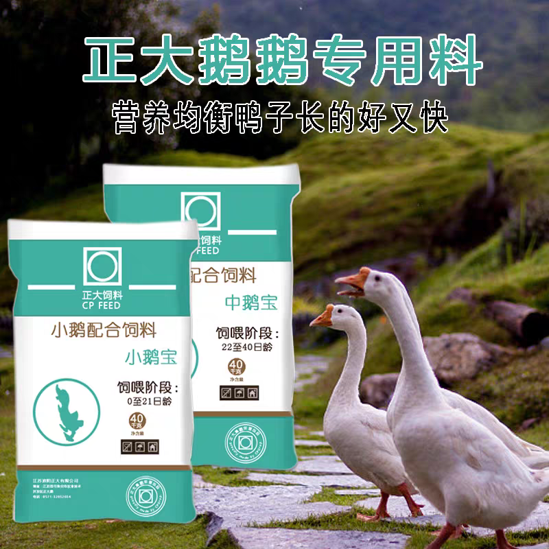 正大鹅饲料养殖专用鹅颗粒狮头鹅肉中大鹅雏鹅小鹅开口料青年鹅食