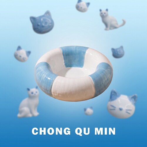 陶瓷猫狗碗防打翻零食盘