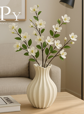 轻奢高级感复古大口径花瓶小众设计风个性艺术花器陶瓷工艺品摆件