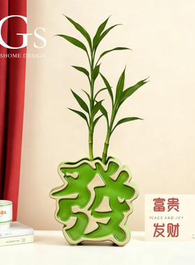 超好看富贵竹花瓶2025热卖高级感创意客厅装饰入户发财摆件陶瓷
