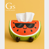 客厅高颜值陶瓷装 设计师款 纸巾盒内置弹簧2025热卖 饰摆件创意有趣