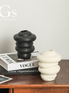 现代简约复古甜甜圈花瓶仿真花个性高颜值陶瓷艺术花器民宿摆件