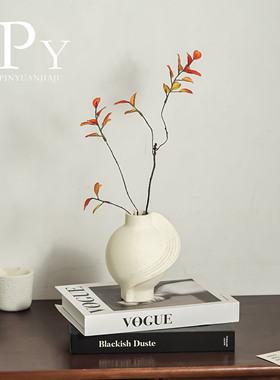 意式极简陶瓷工艺土星花瓶摆件高档设计小众轻奢高级艺术感仿真花