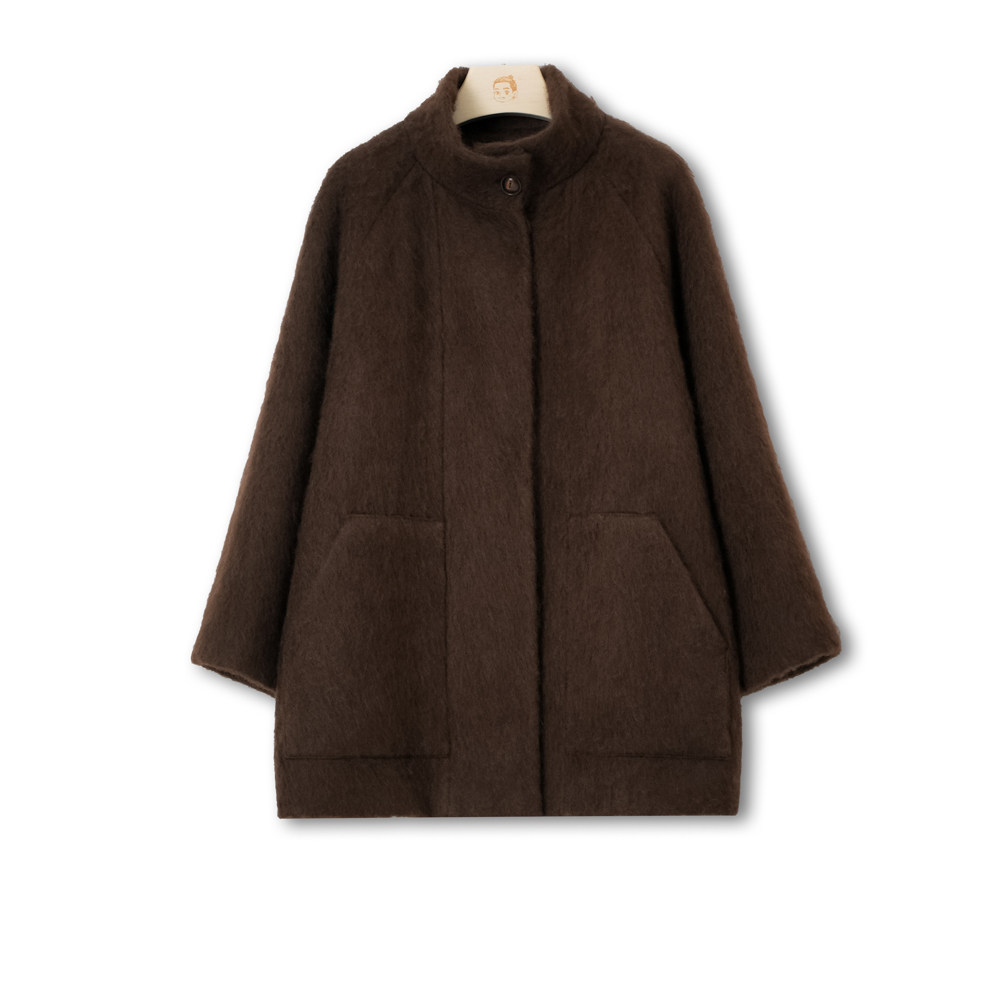 100%牦牛绒皮草感拉绒大衣外套