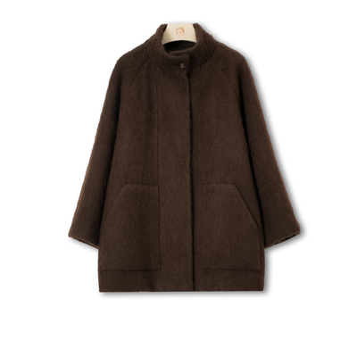 100%牦牛绒皮草感拉绒大衣外套