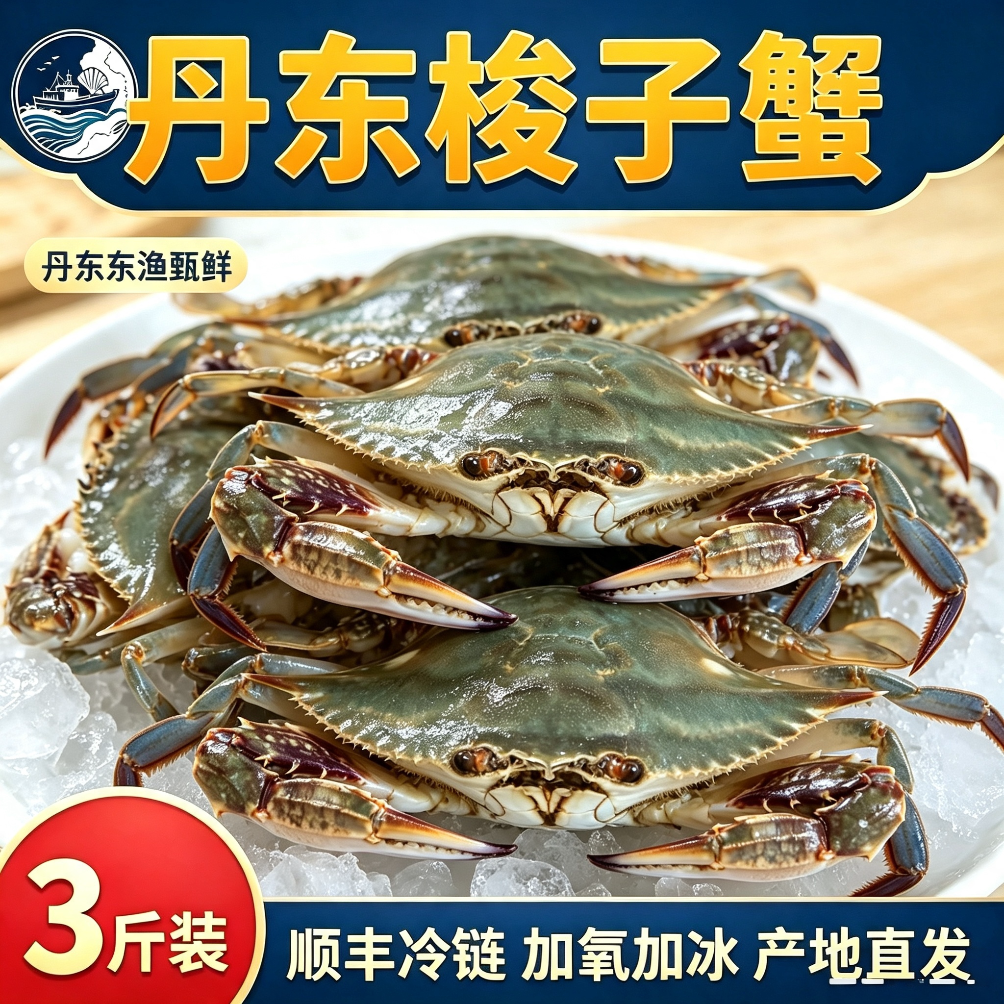 丹东特产野生梭子蟹大飞蟹大公蟹特大礼盒顺丰发货保鲜不保活