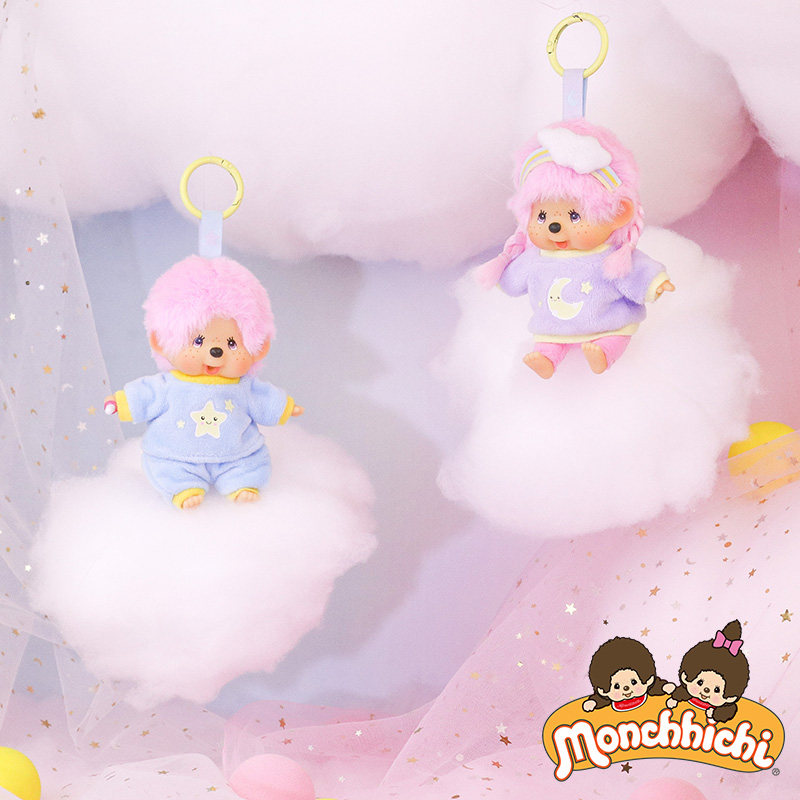 Monchhichi萌趣趣搪胶毛绒时尚潮玩公仔包包挂件糖果色可爱装饰品