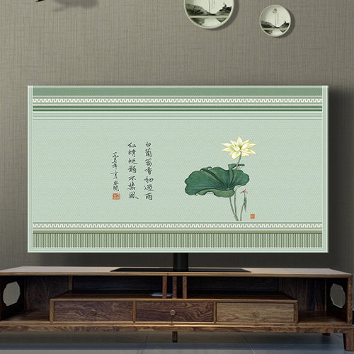 款中式风挂式台式曲面布艺电视罩防尘套新55寸60/65/75/85寸100寸