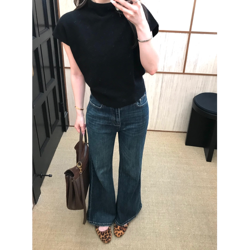 不贴腿微喇叭牛仔裤女弹力阔腿裤