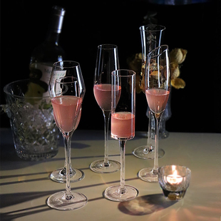 香槟杯高颜值玻璃高脚杯一对鸡尾酒葡萄酒杯家用水晶杯子套装 酒杯