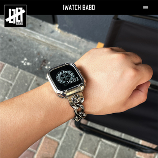 复古浮雕金属表带适用iwatchS10表带苹果手表S1145mm表带保护壳