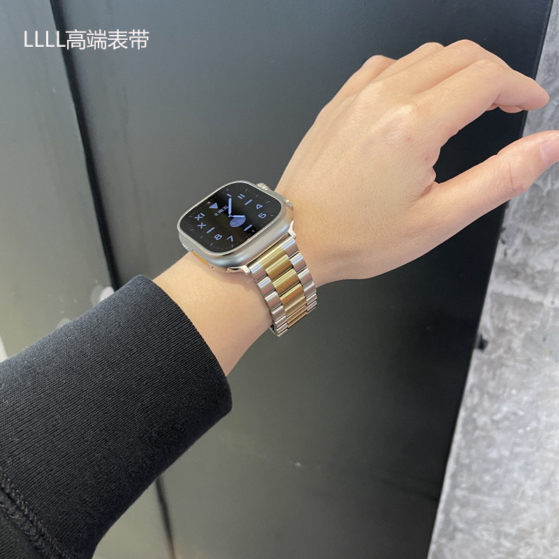 适用苹果手表s11iWatch46mm金属表带ApplewatchUltra2不锈钢表带