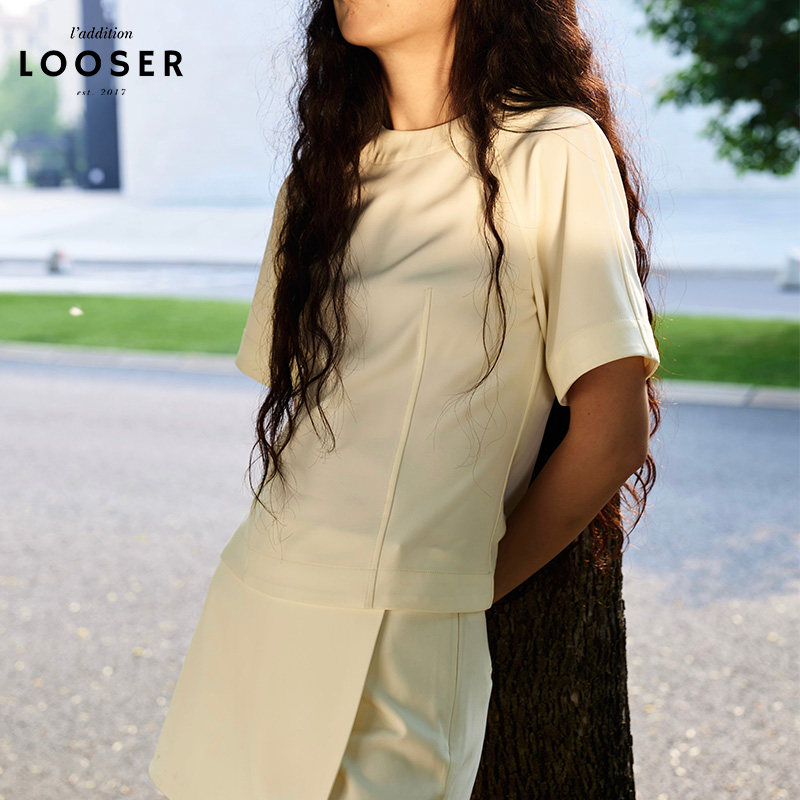 iamLOOSER 夏季系列 清新奶油感短袖上衣简约休闲凉感小个子女夏