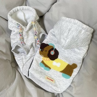 原创设计猫咪狗狗宠物衣服秋冬新款 加绒保暖连帽卫衣马尔济斯泰迪