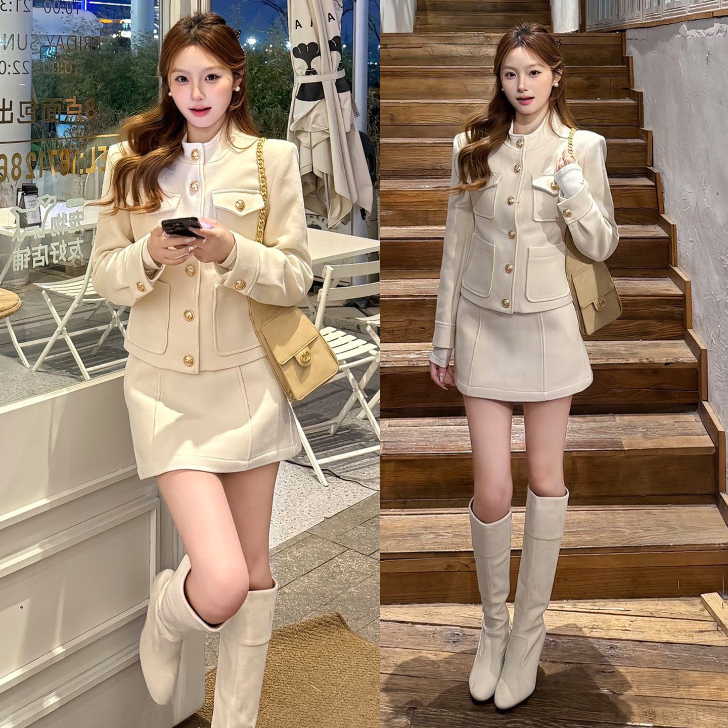 富家千金小香风巨好看穿搭一整套装2026年新款气质连衣裙子女冬季