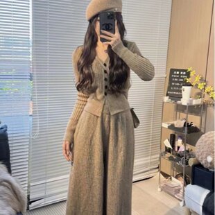 Moli定制留兰冰咖显瘦气质高腰休闲时尚收腰秋冬季套装