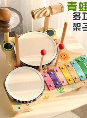 木质早教多功能架子鼓释放宝宝色彩认知益智启蒙玩具音乐台男女孩