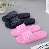 家居浴室内冲凉漏水洞洞透明鞋 平底防滑男女硬塑料镂空凉拖鞋 夏天