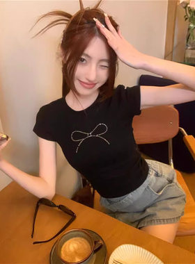 背带裤搭配的上衣半身裙子夏女内搭上衣女搭牛仔超短裤T恤上衣女
