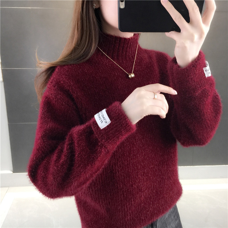 学生毛衣针织半高领打底衫