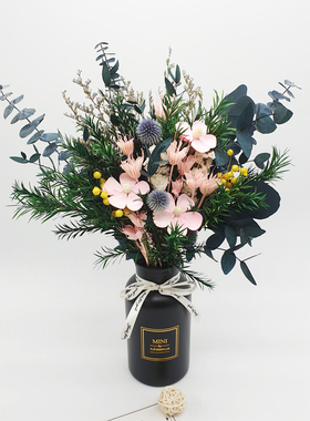 森系轻奢干花花束永生尤加利叶北欧风办公桌摆件客厅装饰家居摆设