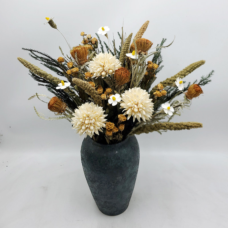 进口佛塔真花客厅天然干花花束大束新中式客厅家居插花装饰摆件