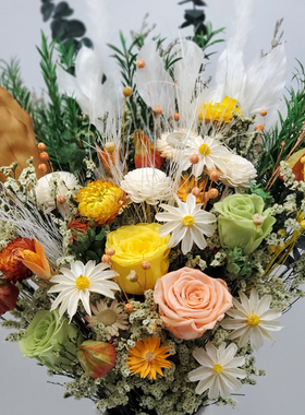 森系风大花束70玫瑰永生花混搭干花家居软装客厅装饰摆件生日礼物