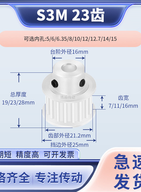 同步带轮S3M23齿BF型HTD齿宽7/11/16内孔56358101214输送机同步轮