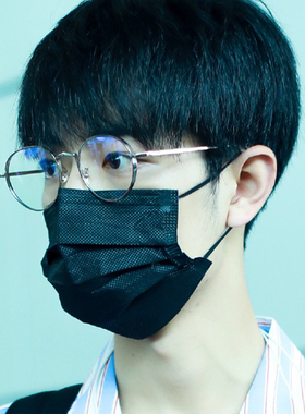 肖战李现exo吴世勋韩版男神明星同款一次性口罩黑色白网红抖音潮