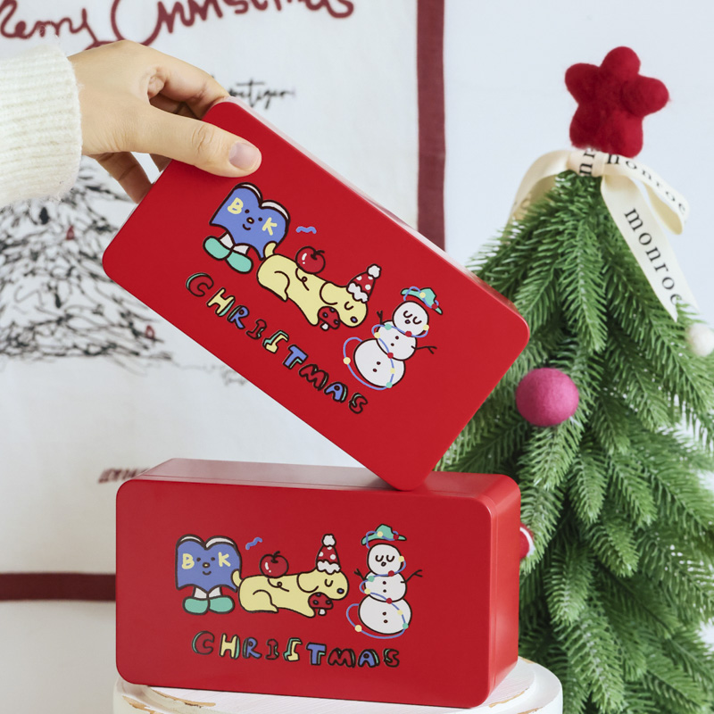 圣诞节饼干包装盒烘焙雪花酥曲奇糖果糖霜打包铁盒创意长方形盒子