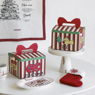 ins圣诞饼干包装 盒烘焙曲奇糖果曲奇雪花酥打包盒可爱蝴蝶结盒子