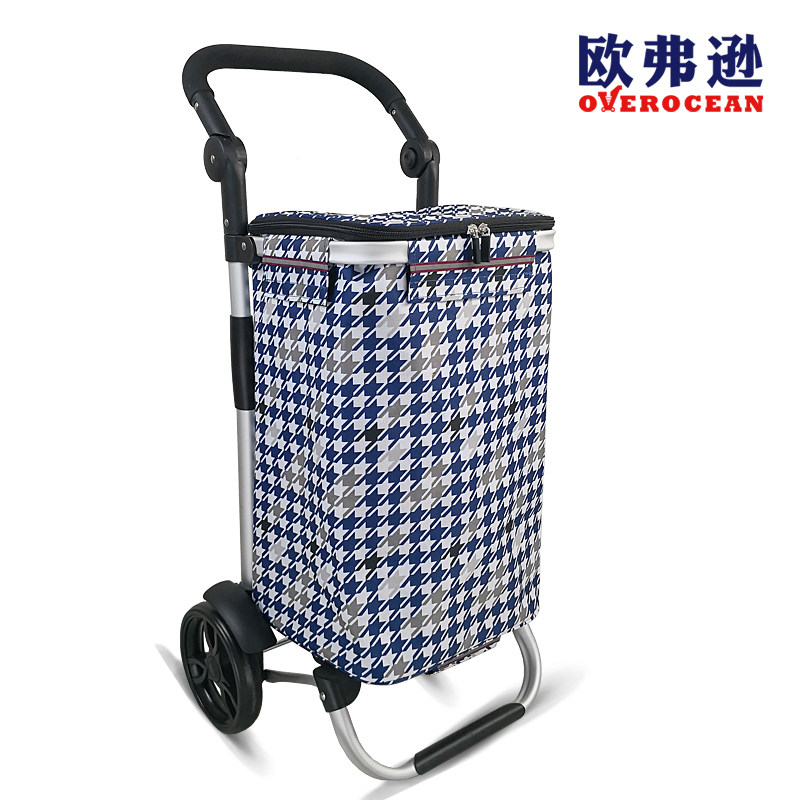 欧弗逊可折叠购物车YY1703铝合金折叠车架轻巧便携买菜车露营小车