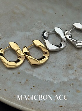 MAGICBOXACC欧美时髦简约金属链条搭扣耳圈个性耳钉气质耳环耳扣