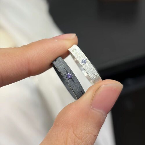 古着六芒星拉丝情侣戒指男女对戒小众设计气质高级对戒