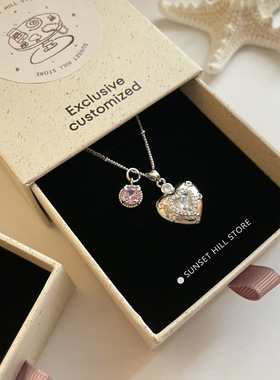 小红书同款爆闪锆石爱心吊坠项链女轻奢小众高级感钛钢锁骨链颈链