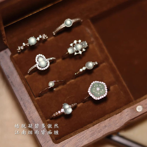 新中式中古风葫芦翡翠戒指女不掉色s925纯银小众高级感不掉色指环