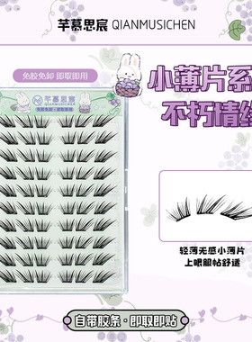 免胶假睫毛女自然仿真不朽情缘小薄片轻薄浓密单簇分段