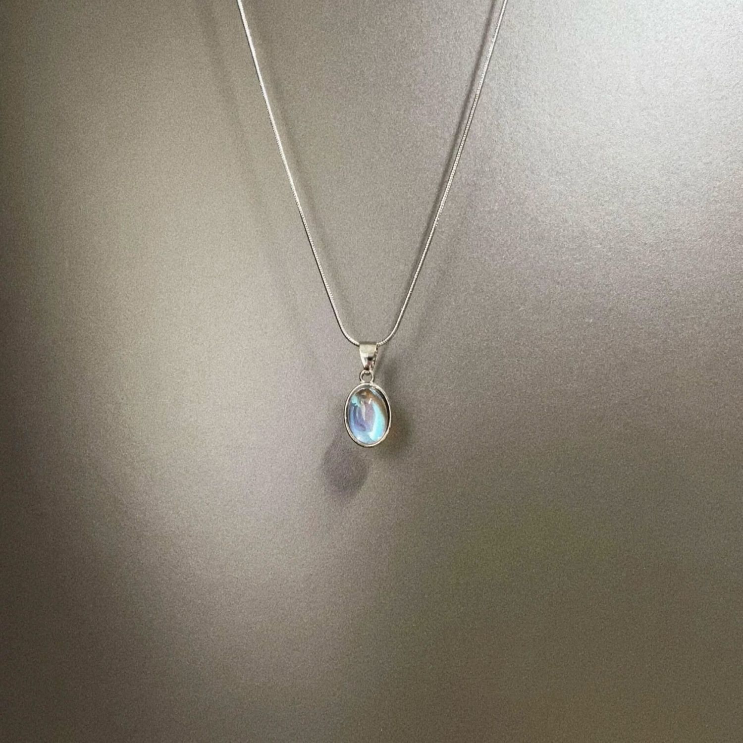 Vintage古着 Titanium steel moonstone项链 - 实物图