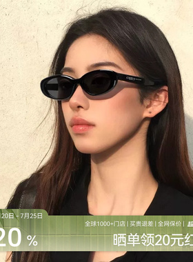 木九十猫眼窄框女椭圆形墨镜度假遮阳潮流韩系太阳眼镜MJ102SK707