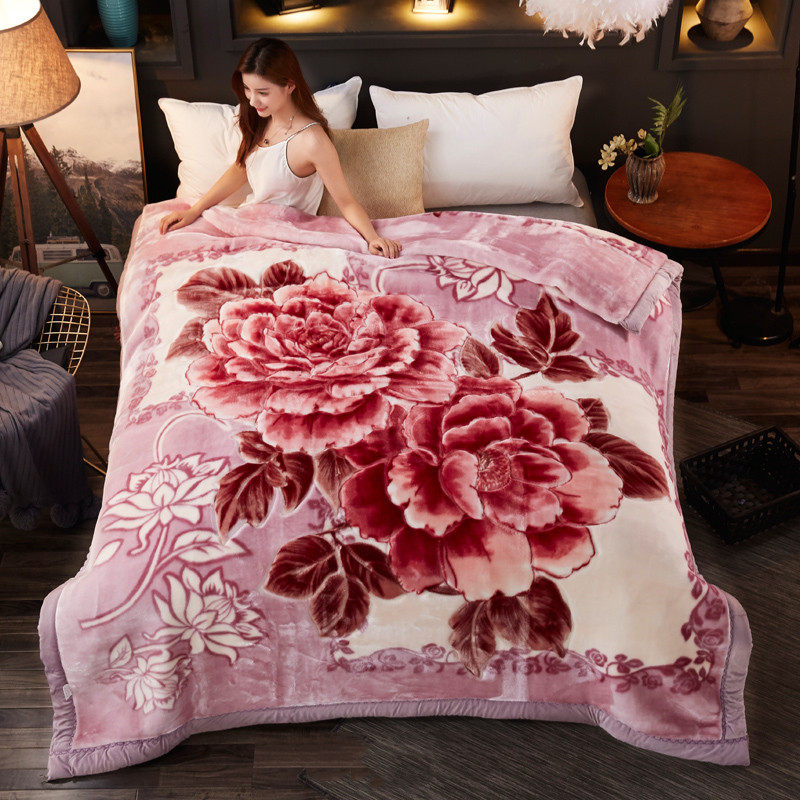 双层加厚婚庆毛毯11斤双人冬季结婚庆大红床品绒盖毯子陪嫁被子