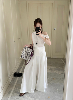 【YUXI 严选】 棉麻料简约百搭收胯显瘦阔腿休闲裤(有麻结)