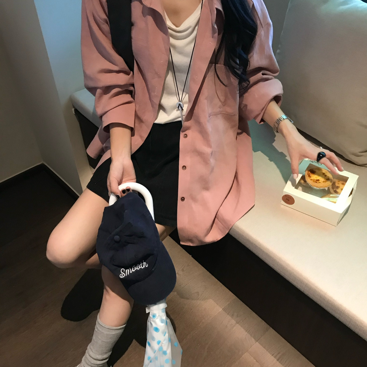 【YUXI严选】垂感高级出口品质天丝亚麻韩系温柔粉色翻领长袖衬衫