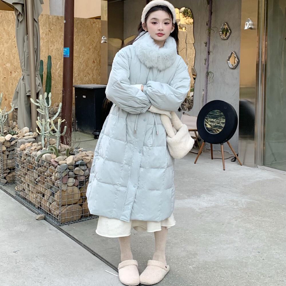 温柔气质真狐狸毛毛领羽绒服