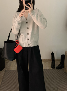 【YUXI严选】26年春上新基础款百搭柔软V领针织开衫（含30％羊毛