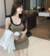 撞色U领吊带背心连衣裙女夏季 辣妹修身 显瘦性感气质包臀打底短裙
