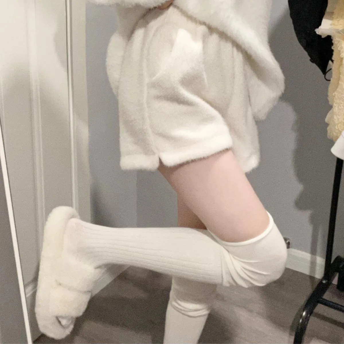 水貂绒针织休闲阔腿裤女秋冬毛毛